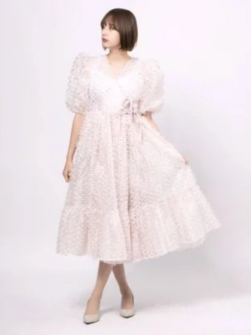 Sister Jane DREAM Fuss and Feathers Wrap Midi Dress Coquette Feminine Layering